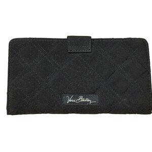 Vera Bradley Black Quilted Fabric Wallet With Snap Closure & Zipper Compartment